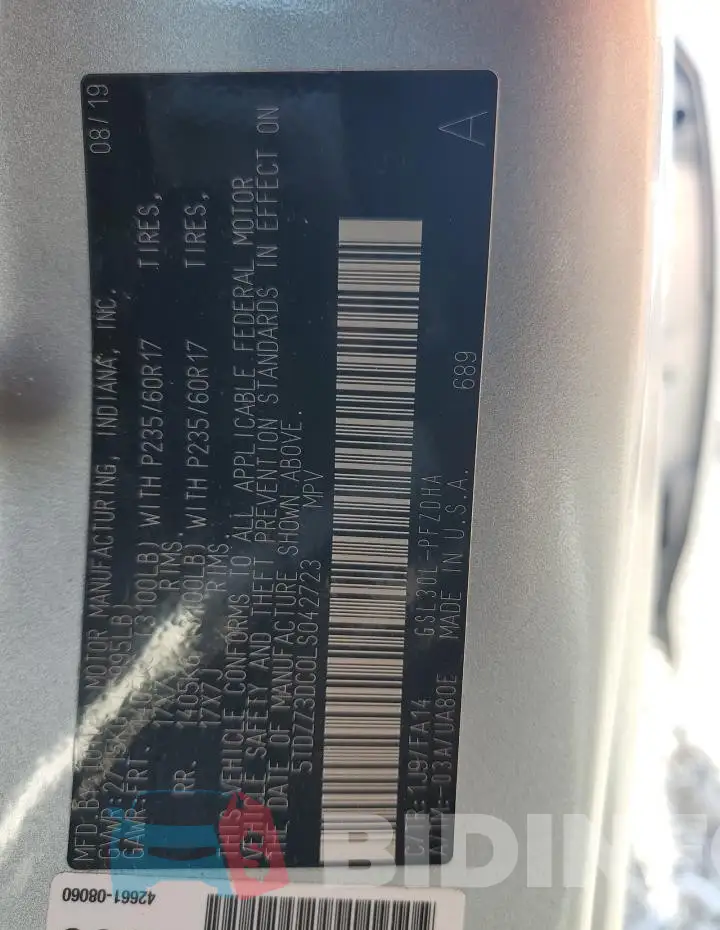 5TDZZ3DC0LS042723 Photo# 13