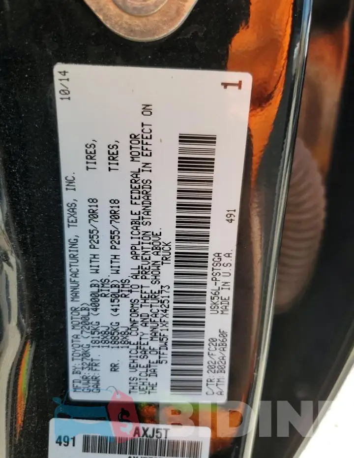 5TFDW5F1XFX425173 Photo# 12