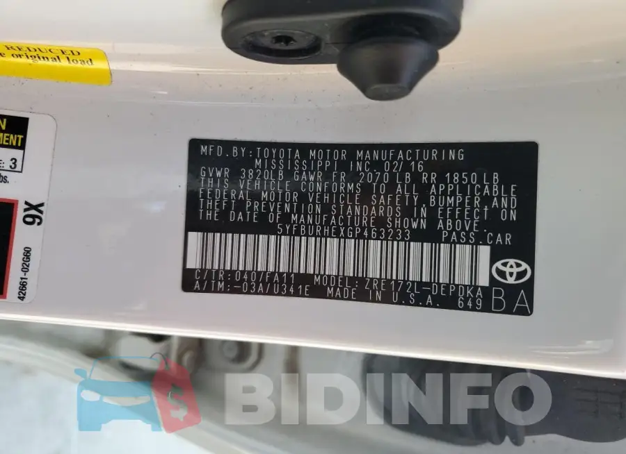 5YFBURHEXGP463233 Photo# 13