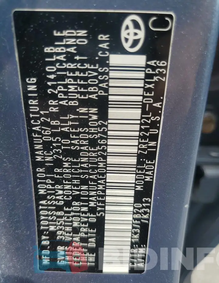 5YFEPMAE0MP256752 Photo# 12