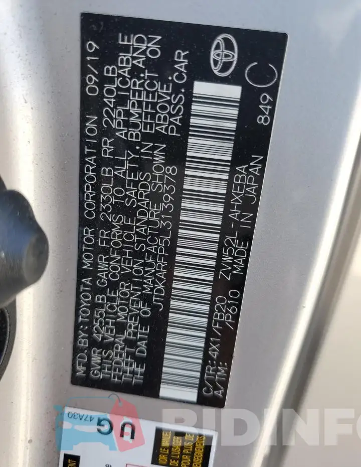 JTDKARFP5L3139378 Photo# 12