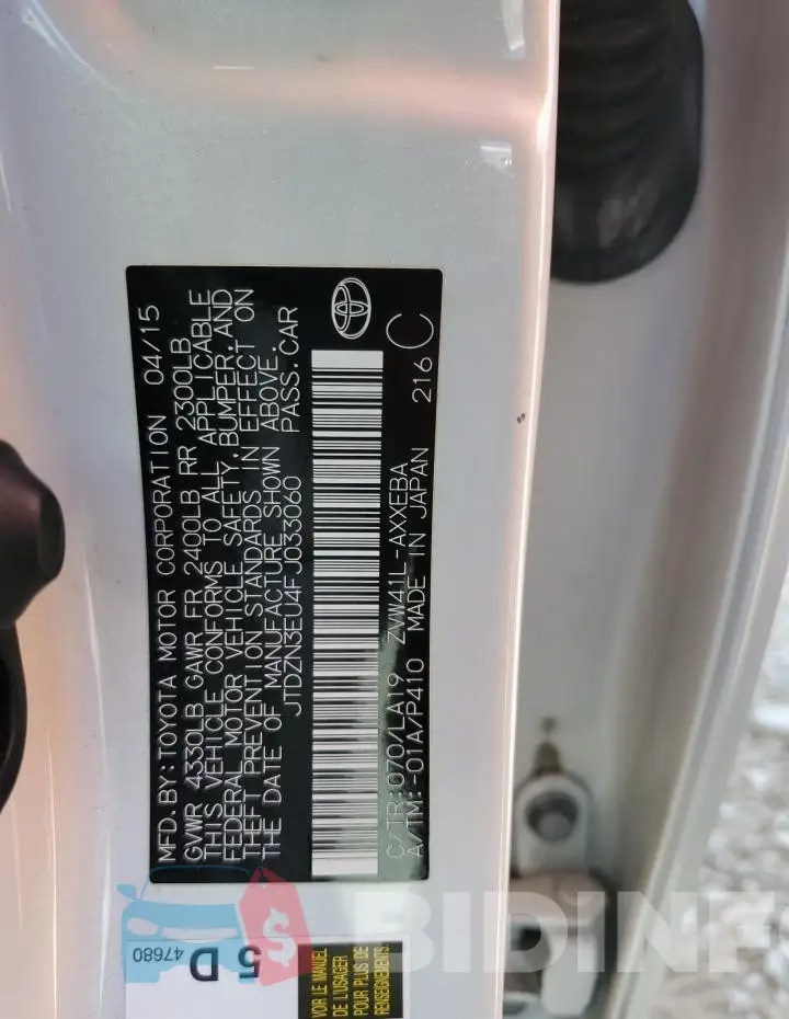 JTDZN3EU4FJ033060 Photo# 13