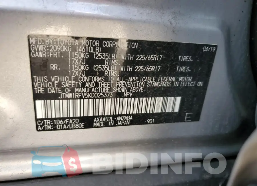 JTMW1RFV5KD025373 Photo# 13
