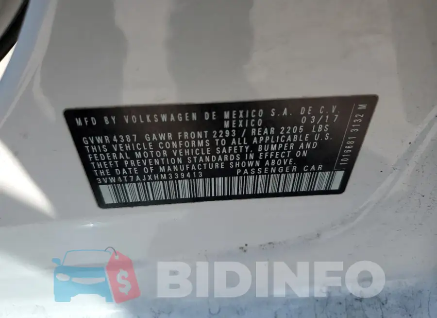 3VW4T7AJXHM339413 Photo# 13