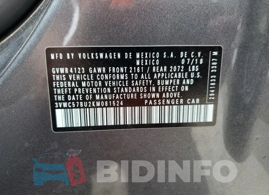 3VWC57BU2KM081524 Photo# 12