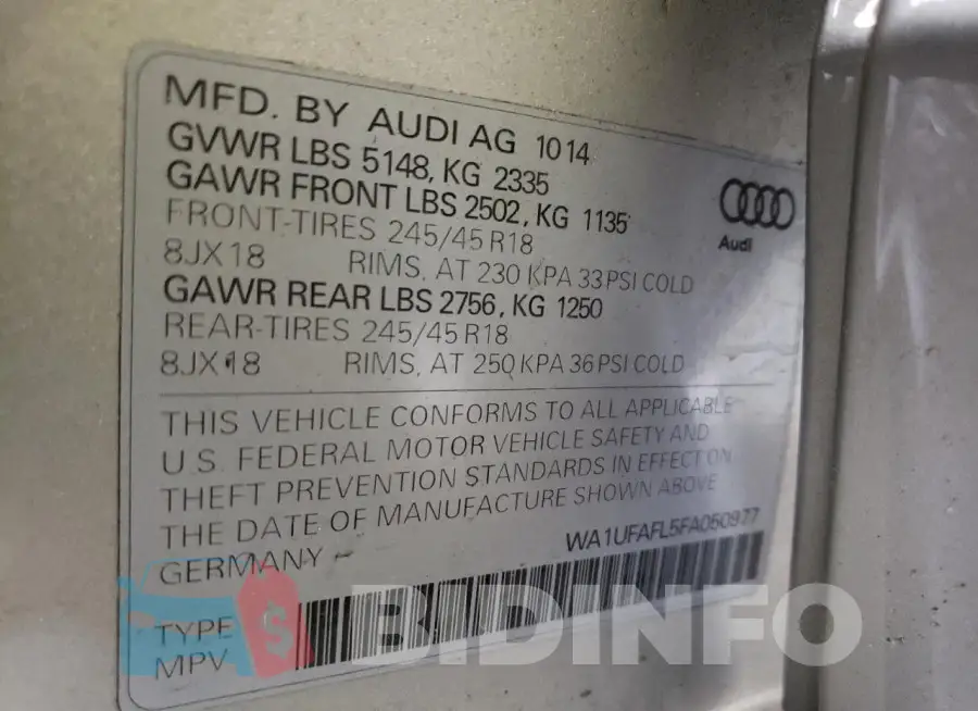 WA1UFAFL5FA050977 Photo# 12