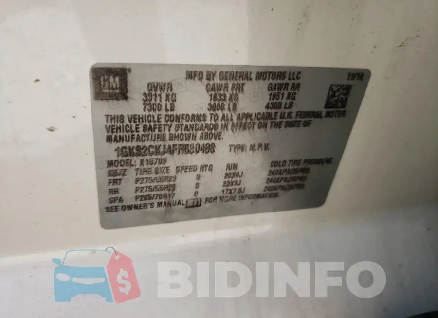 1GKS2CKJ4FR530488 Photo# 14