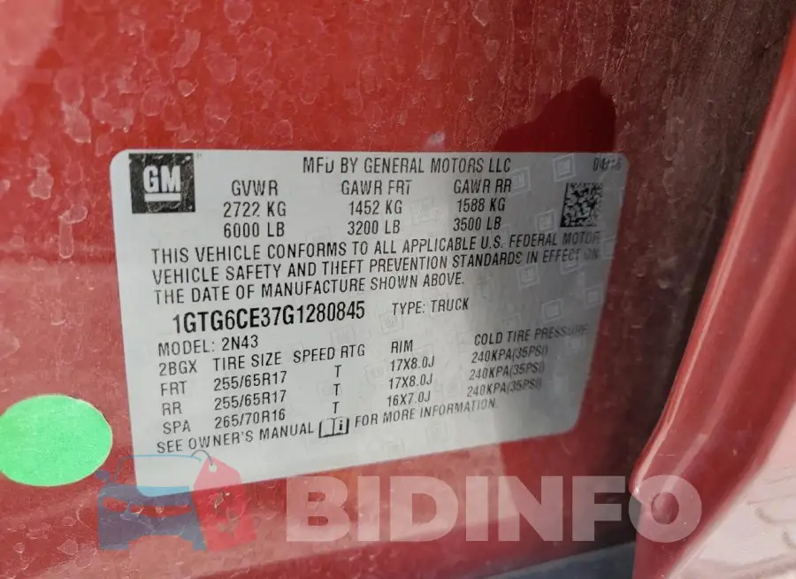 1GTG6CE37G1280845 Photo# 13