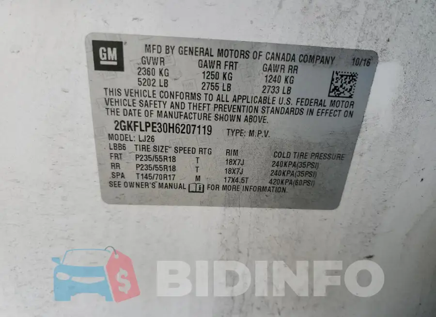 2GKFLPE30H6207119 Photo# 13