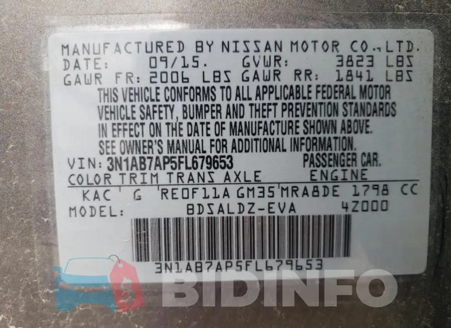 3N1AB7AP5FL679653 Photo# 13