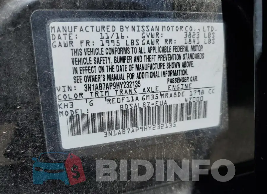 3N1AB7AP9HY232135 Photo# 12