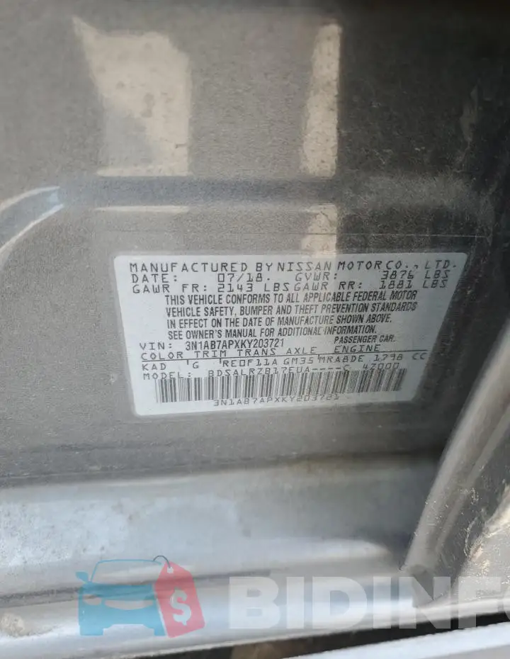 3N1AB7APXKY203721 Photo# 13