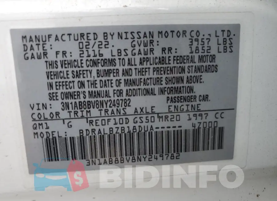 3N1AB8BV8NY249782 Photo# 13