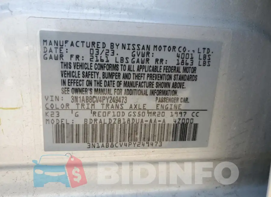 3N1AB8CV4PY249473 Photo# 12