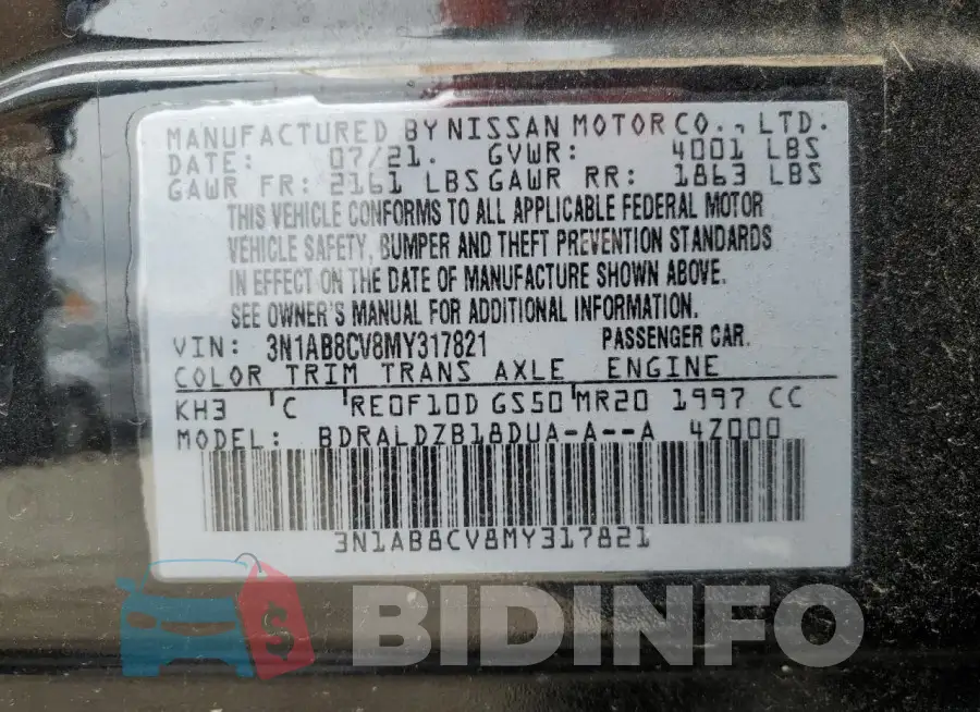 3N1AB8CV8MY317821 Photo# 12