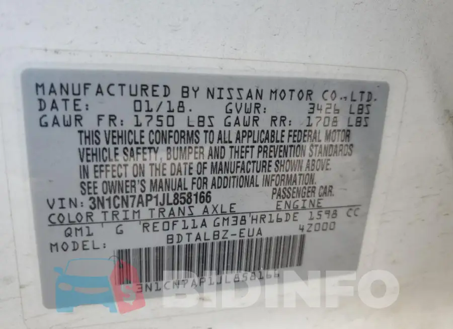 3N1CN7AP1JL858166 Photo# 12