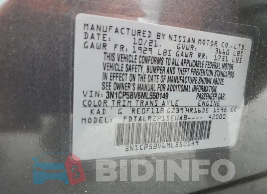 3N1CP5BV6ML550149 Photo# 12