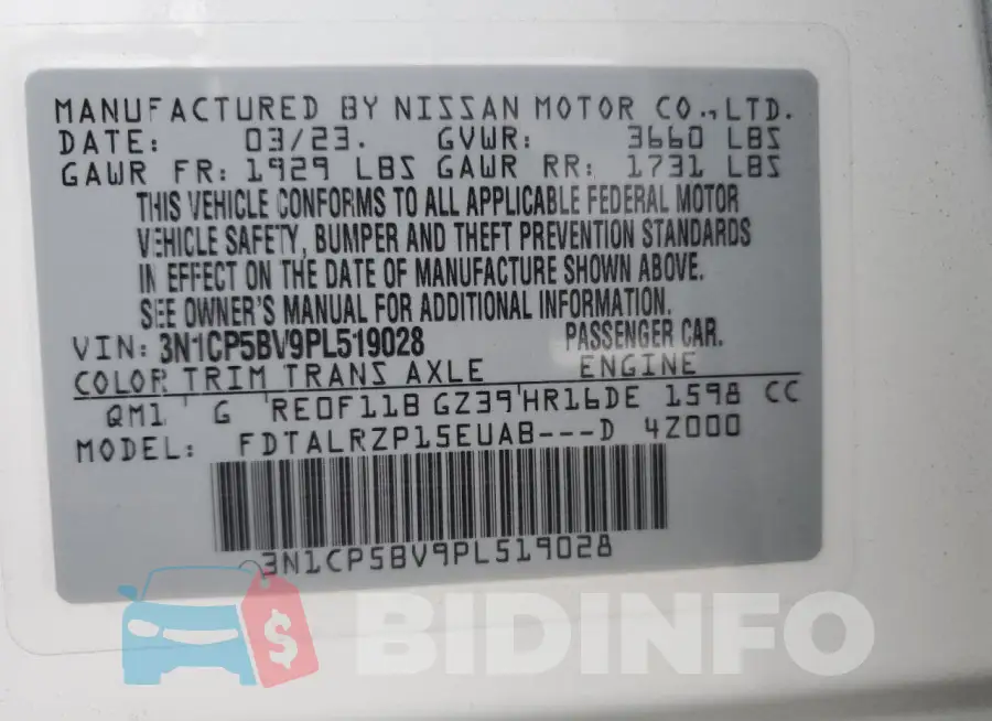 3N1CP5BV9PL519028 Photo# 13