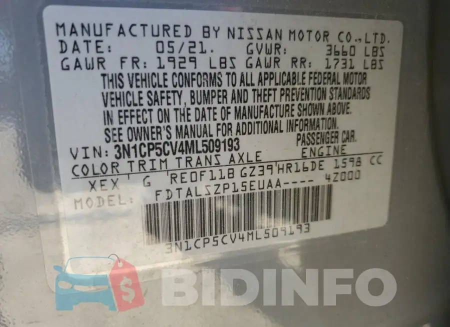 3N1CP5CV4ML509193 Photo# 14