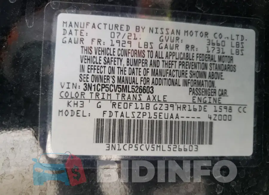 3N1CP5CV5ML526603 Photo# 13