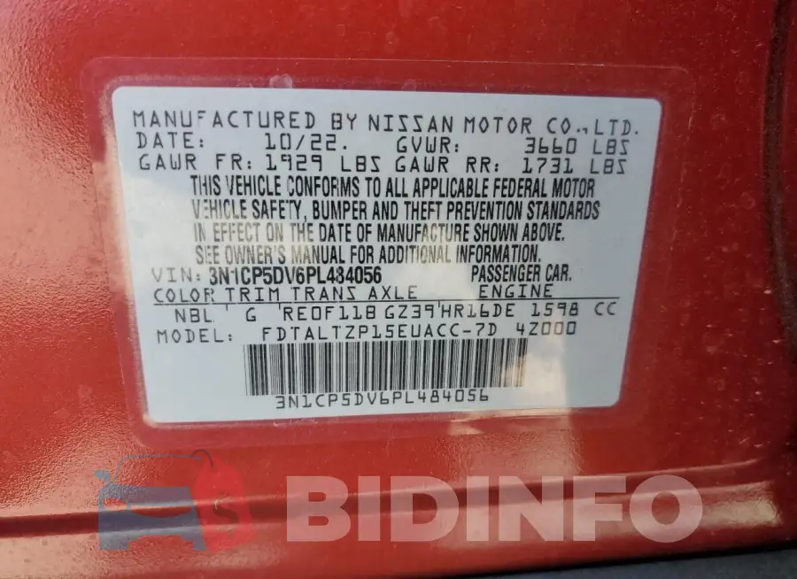 3N1CP5DV6PL484056 Photo# 12