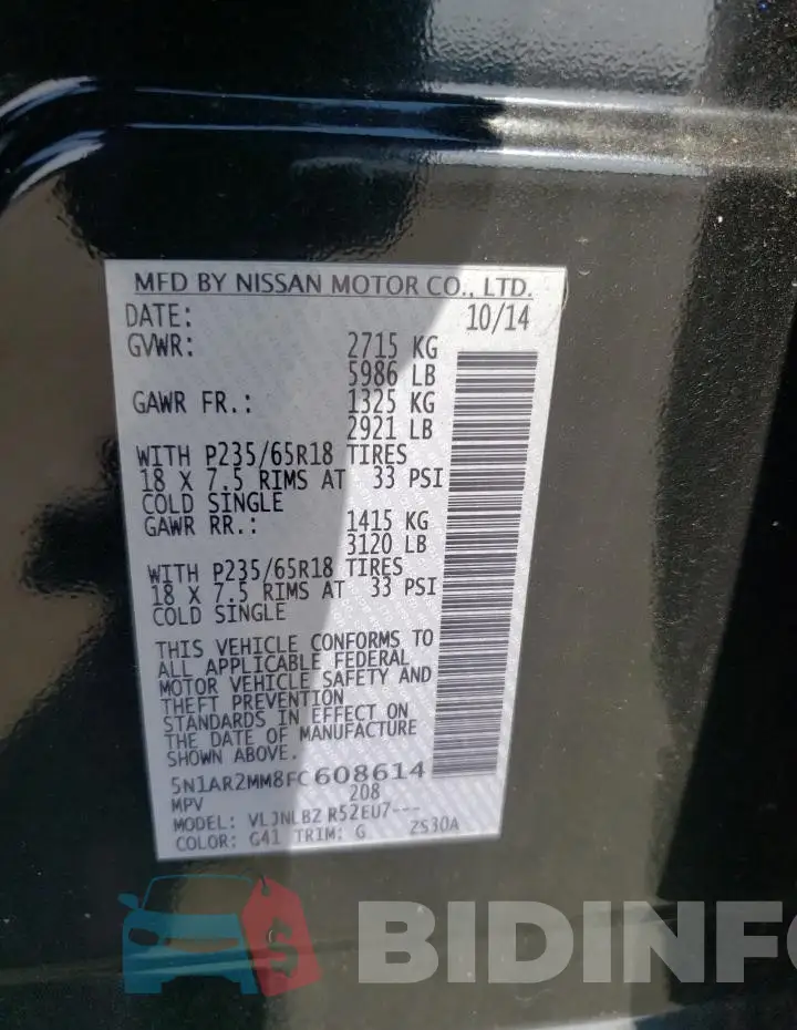 5N1AR2MM8FC608614 Photo# 13