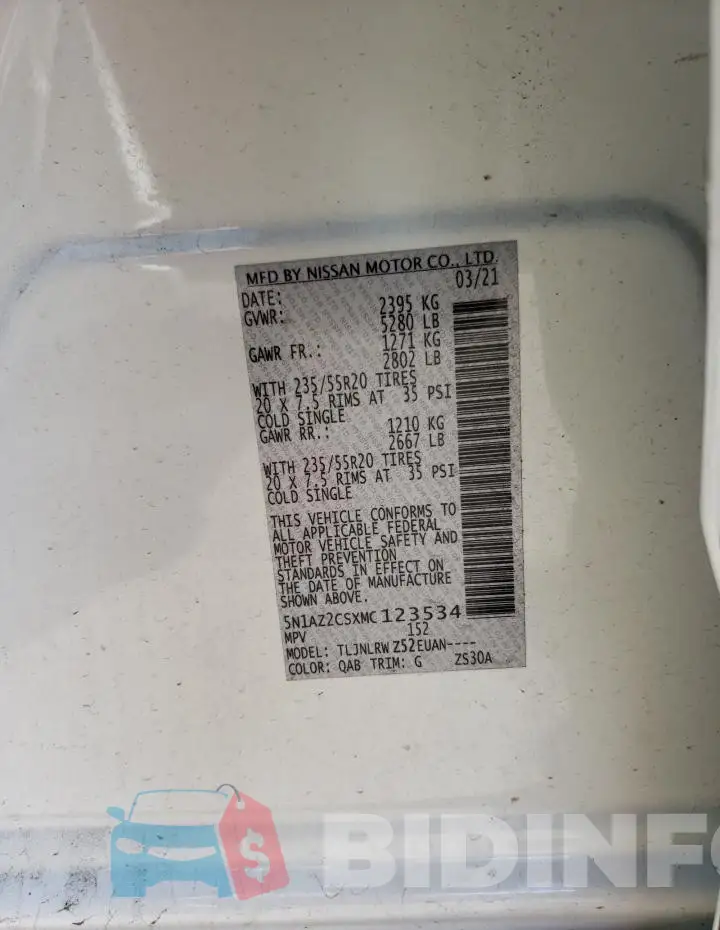 5N1AZ2CSXMC123534 Photo# 13