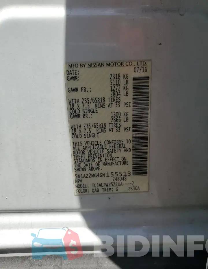 5N1AZ2MG4GN155513 Photo# 12