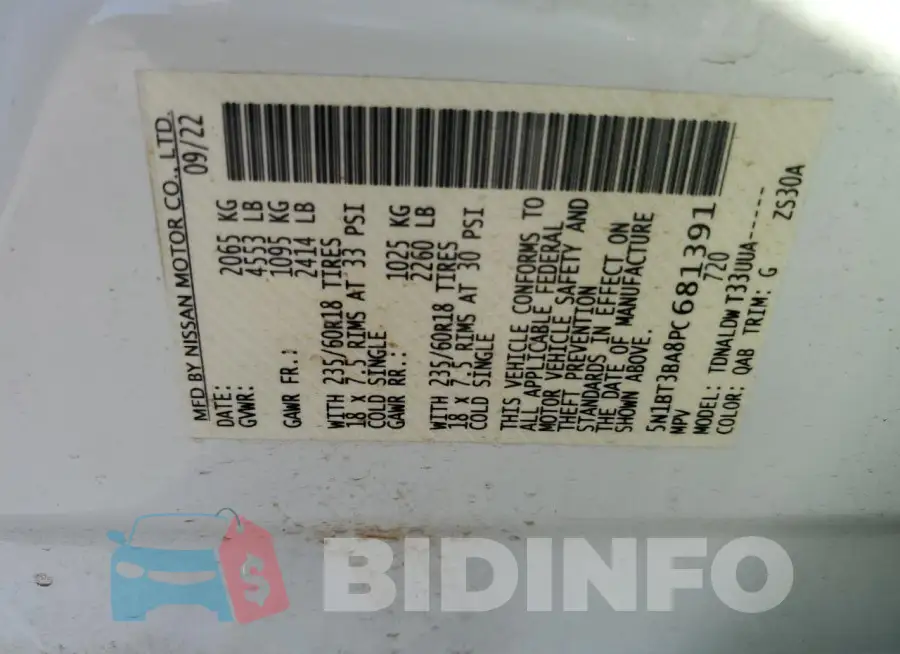 5N1BT3BA8PC681391 Photo# 14