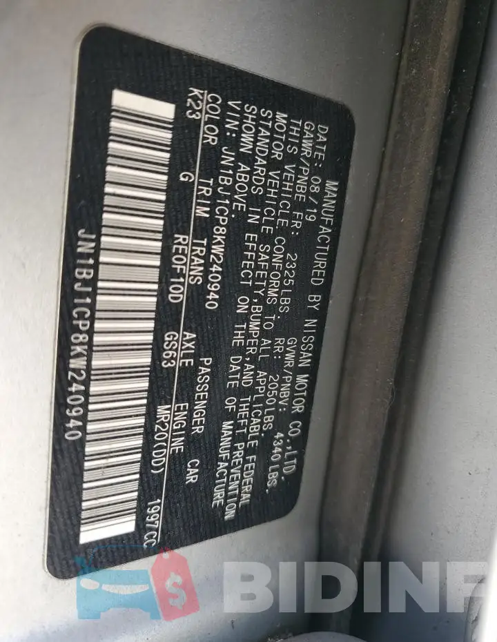 JN1BJ1CP8KW240940 Photo# 14