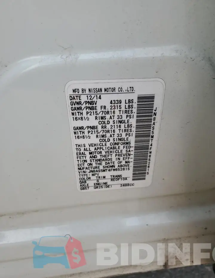 JN8AS5MT4FW652615 Photo# 14