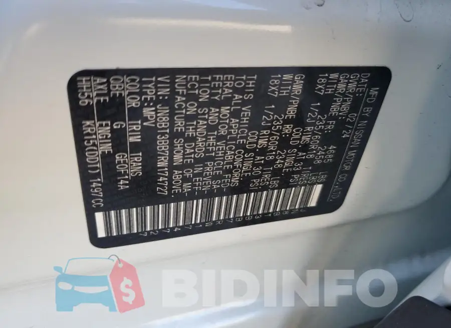 JN8BT3BB7RW174727 Photo# 12