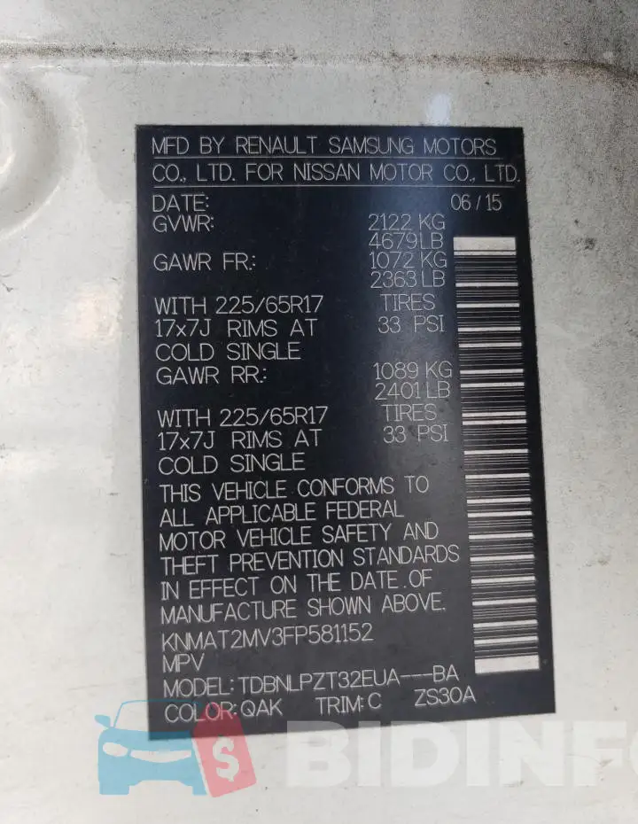 KNMAT2MV3FP581152 Photo# 13