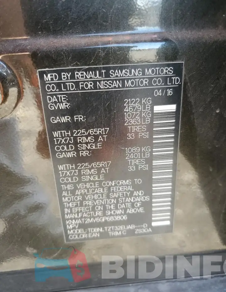 KNMAT2MV6GP683806 Photo# 12