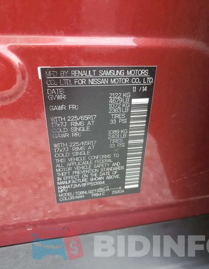 KNMAT2MV8FP513994 Photo# 13