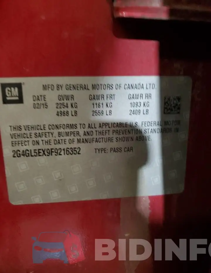 2G4GL5EX9F9216352 Photo# 13