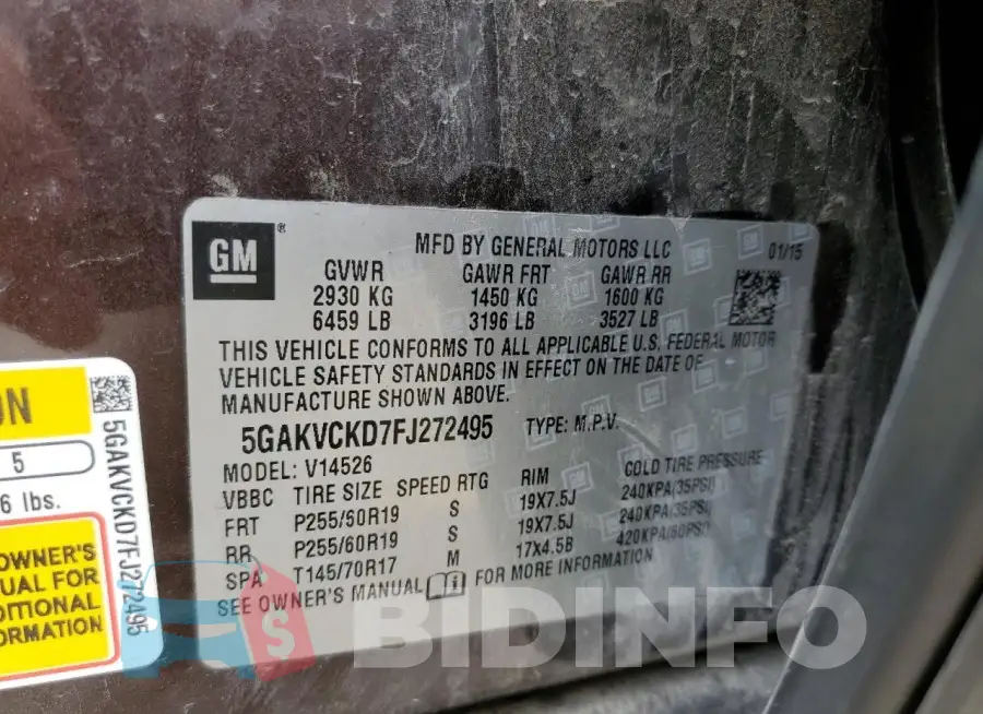 5GAKVCKD7FJ272495 Photo# 13