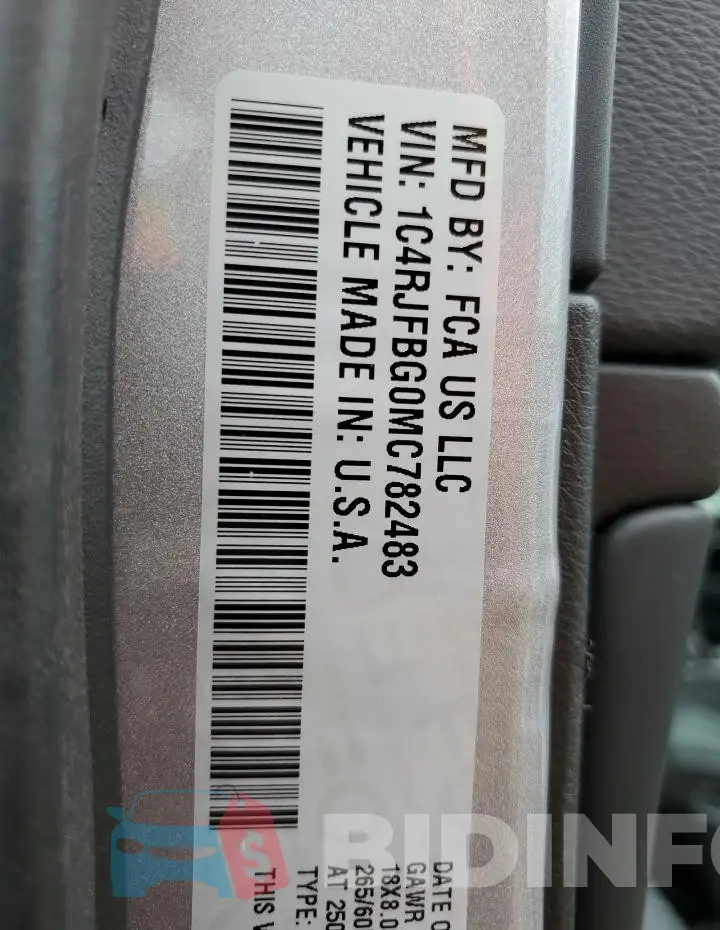 1C4RJFBG0MC782483 Photo# 13