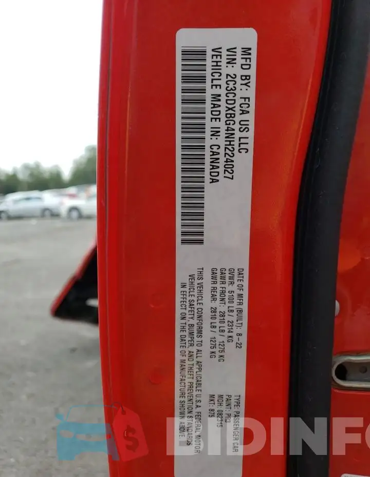 2C3CDXBG4NH224027 Photo# 12