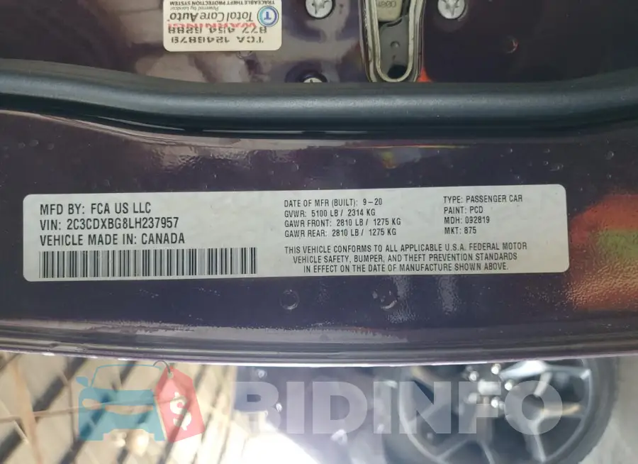 2C3CDXBG8LH237957 Photo# 13