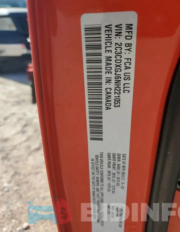 2C3CDXGJ6NH221053 Photo# 12