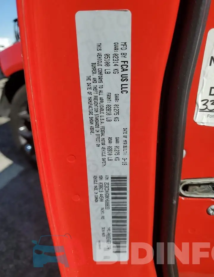 2C3CDXHG8KH608833 Photo# 12