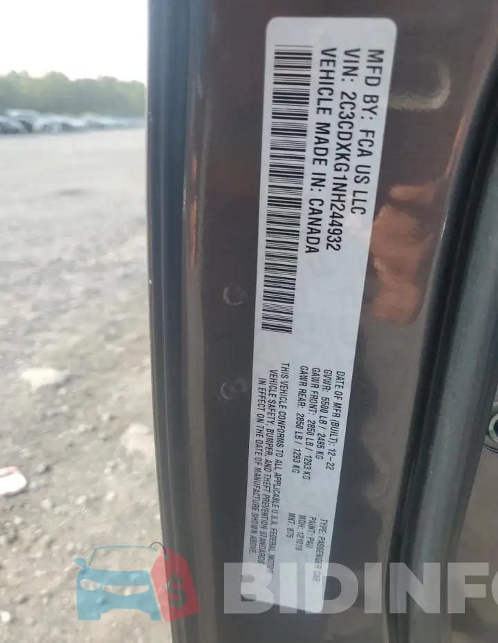 2C3CDXKG1NH244932 Photo# 12