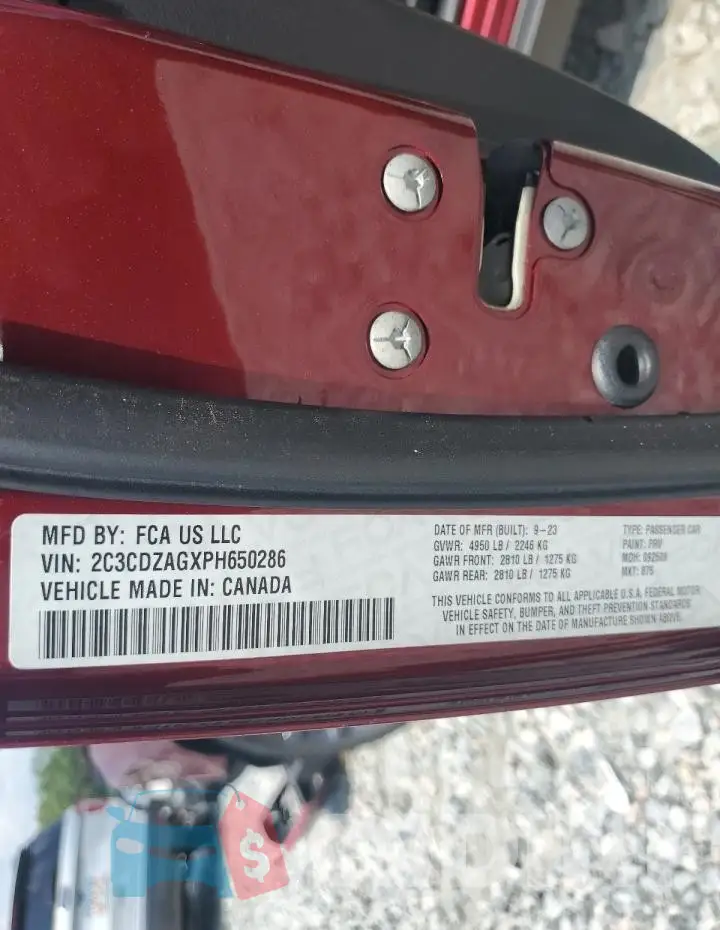 2C3CDZAGXPH650286 Photo# 13