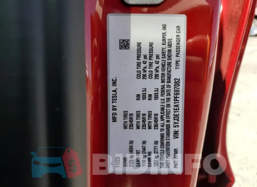 5YJ3E1EA1PF697082 Photo# 12