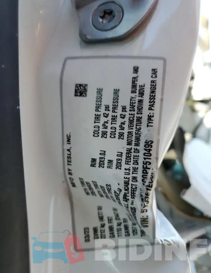 5YJ3E1EC0PF510495 Photo# 13