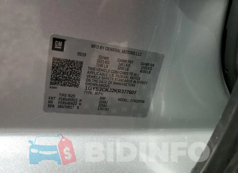 1GYS3CKJ2KR377607 Photo# 13