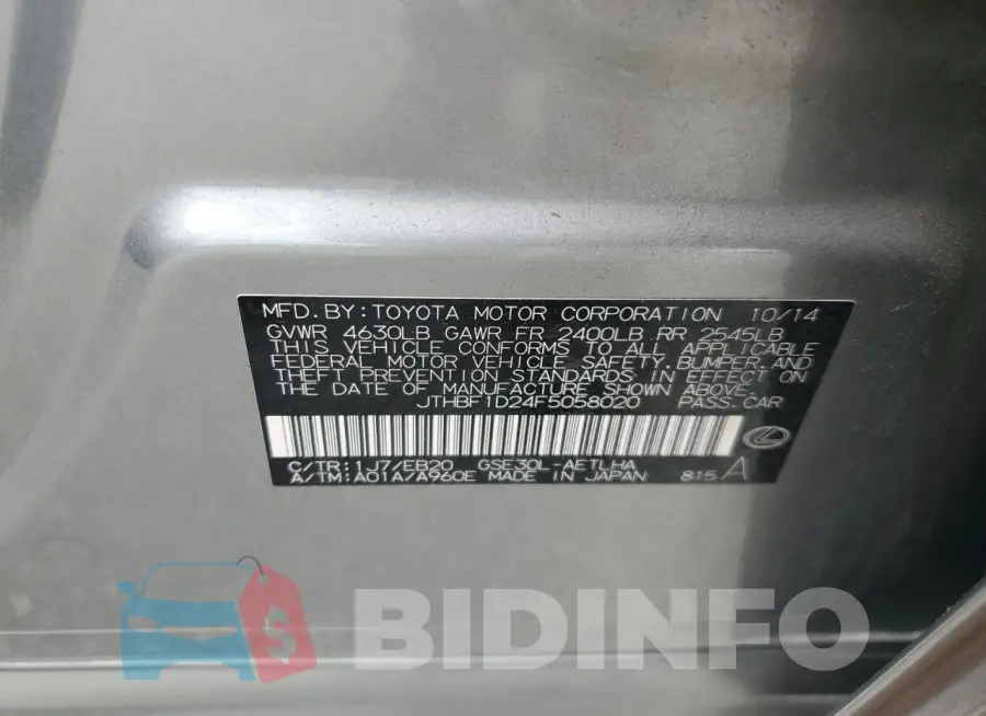 JTHBF1D24F5058020 Photo# 12