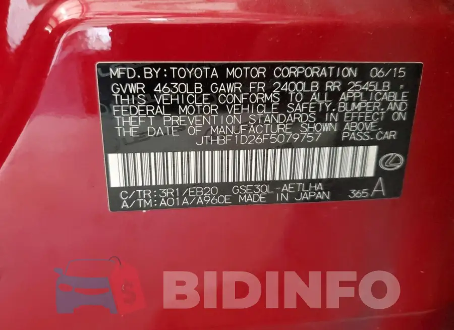 JTHBF1D26F5079757 Photo# 12