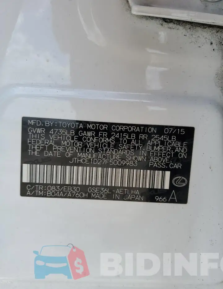 JTHCE1D27F5009983 Photo# 13